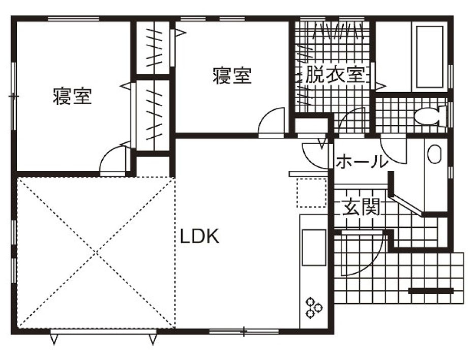 本体価格1000万台前半。2LDK・約67平米。竣工年月2021年10月（画像提供／デザインハウス・エフ）