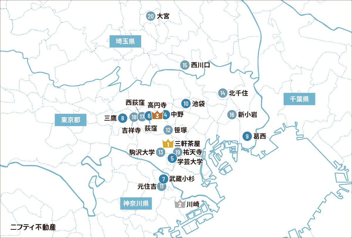 年間ランキング2023 賃貸 関東エリア ベスト20MAP